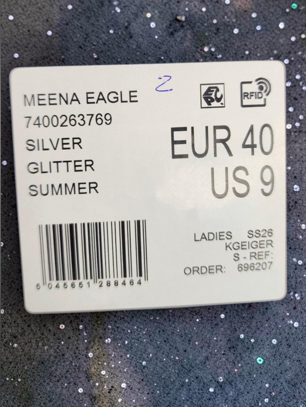 Kurt Geiger London Meena Eagle Silver Glitter Slides NWT - Picture 10 of 15
